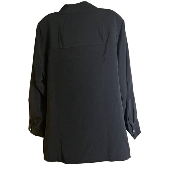 NWT Susan Graver Women's Black Crinkle Peachskin Big Shirt Size 1X - Picture 6 of 12